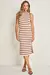 Vestido Midi em Ribana Listrado