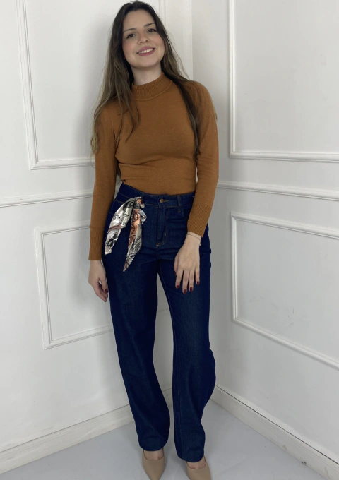 Calça Jeans Reta com Lenço