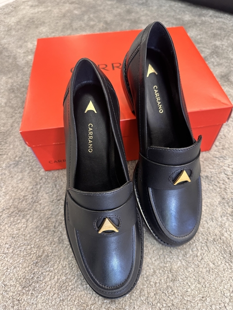 Loafer Icon Salto Bloco Couro Preto - comprar online