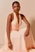 VESTIDO LONGO DECOTE SAIA PLISSADA BEGE GRACE - Peonnia Multimarcas