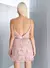 VESTIDO CURTO RENDA FRANJAS ROSA - comprar online