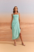 VESTIDO MIDI FENDA LATERAL AZUL PISCINA