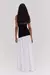VESTIDO TOMARA QUE CAIA CORPO MALHA PRETA SAIA TRICOLINE OFF WHITE - Peonnia Multimarcas