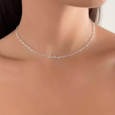 Colar Chocker Elo Coração Prata 925 - CL001 - comprar online