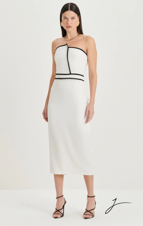 Vestido Tomara que caia Assimétrico Midi na internet