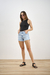 SHORT CELESTE CON ROTURA GANCHO LATERAL TAJO DEFLECADO ELASTIZADO - comprar online