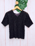 Blusa Retrô Preta Tricô M/G na internet