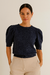 Cropped Tricô Azul Marinho P/M - comprar online