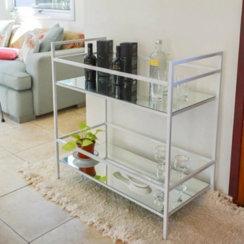 Mini Bar Hierro con Espejo Blanco - comprar online