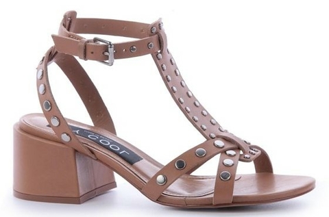 By Cool Sandália Cravo Amendoa Salto bloco