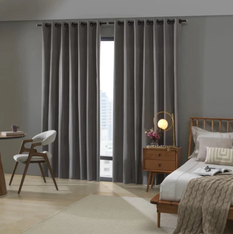 Cortina Corta Luz Tecido Liso 2,50m x 4,20m Bege Duna Bella Janela - comprar online