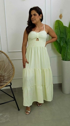 Imagem do Vestido midi - Listrado Amarelo Alcinha fina