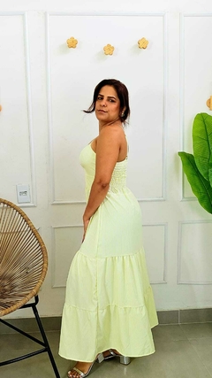 Vestido midi - Listrado Amarelo Alcinha fina - loja online