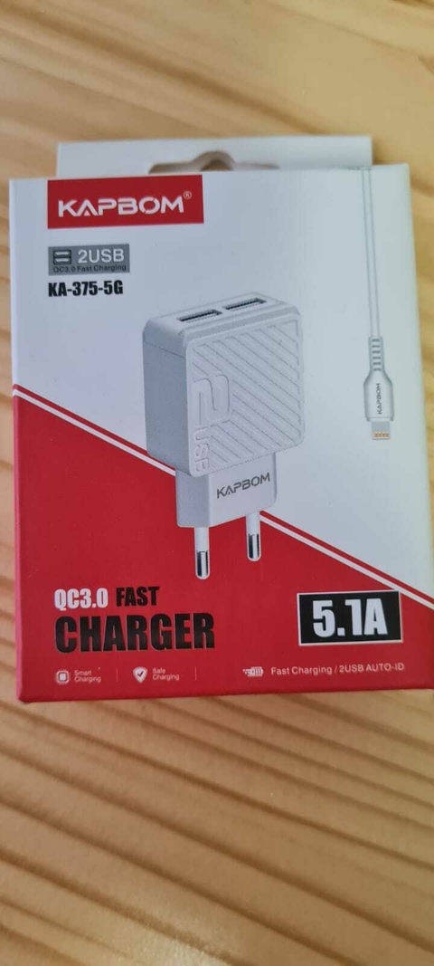 CARREGADOR + CABO USB-A PARA LIGHTNING