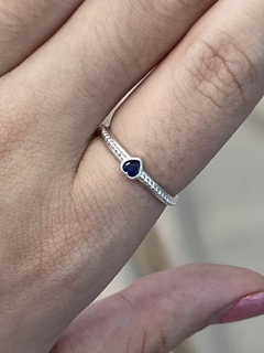 Anel de coração com zircônia azul tam 17 - comprar online