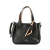 BOLSO DE CUERINA NEGRO CON ADORNO DE FLOR