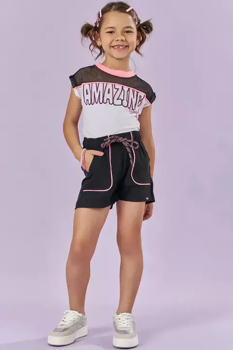 CONJUNTO KUKIE BLUSA MALHA POWER E SHORTS NYLON 85266 - comprar online