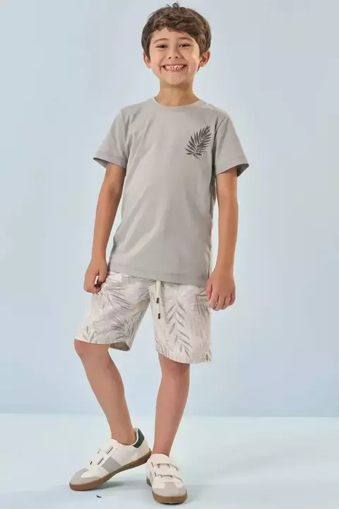 CONJUNTO CAMISETA E MEIA MALHA E BERMUDA MOLETON LINHO LUCBOO 83141