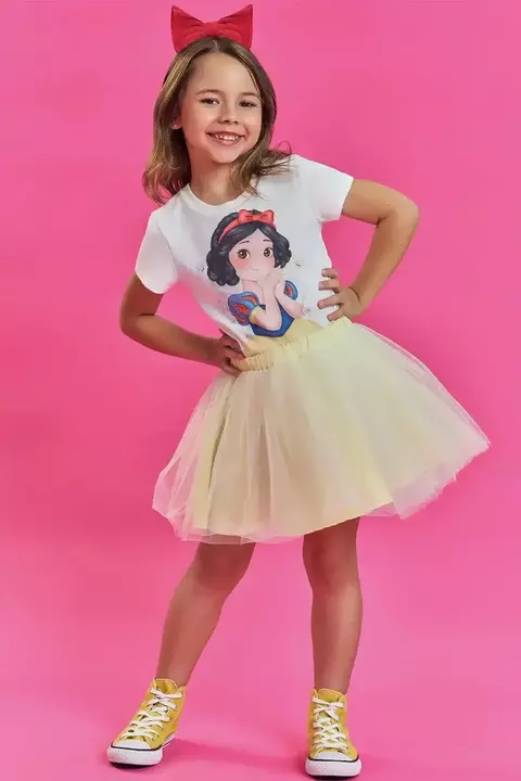 CONJUNTO KUKIE BRANCA DE NEVE BLUSA MALHA E SAIA TULE 85636