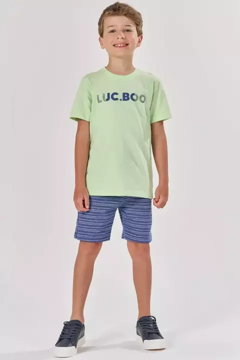 CONJUNTO LUC.BOO CAMISETA MALHA E BERMUDA MOLETON LISTRADO 84773