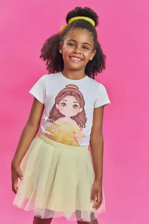 CONJUNTO KUKIE PRINCESA BELA BLUSA MALHA E SAIA TULE 85643