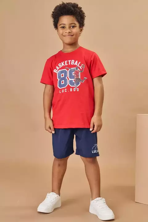 CONJUNTO LUC BOO BLUSA VERMELHA E BERMUDA EM NYLON 82470