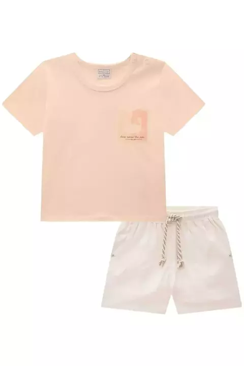 CONJUNTO CAMISETA MALHA E BERMUDA EM LINHO SANTORINE LUC.BOO 83392