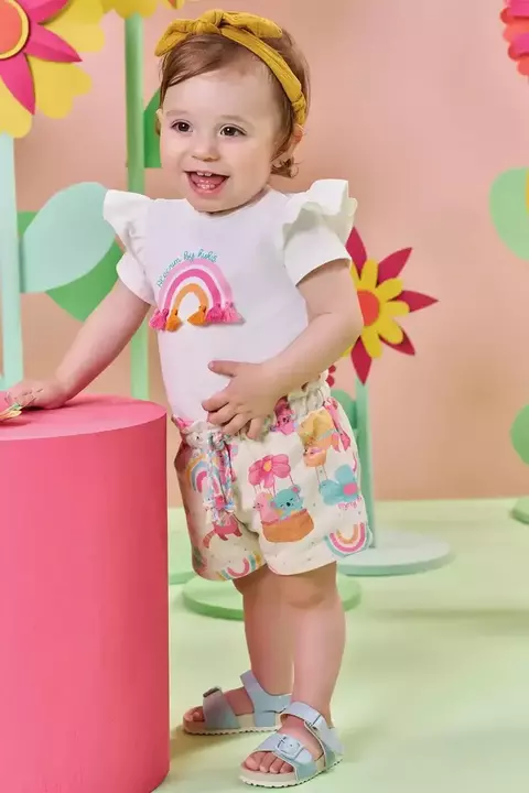 CONJUNTO BODY COTTON E SHORTS EM MOLETOM KUKIE 85093