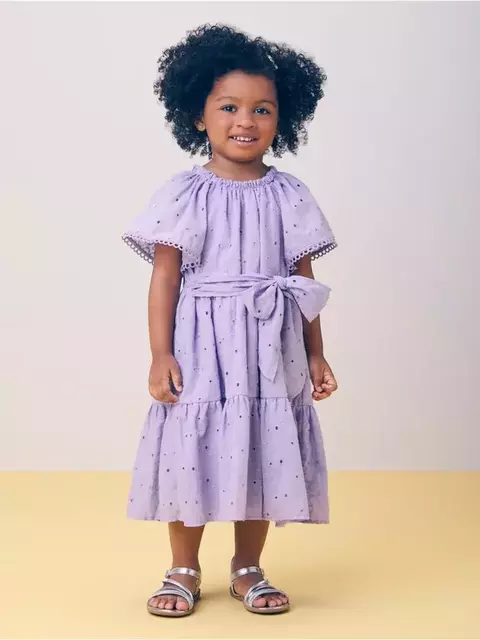 VESTIDO DE LAISE FLOR COM LAÇO LILAS MOMI J68229