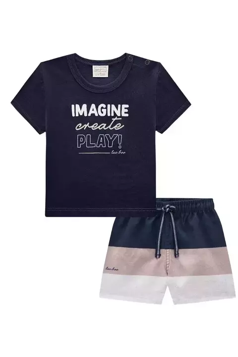 CONJUNTO CAMISETA MALHA E BERMUDA NYLON LUCBOO 84741