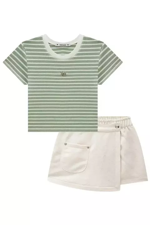 CONJUNTO LILIMOON CROPPED CANELADO E SHORT SAIA EM MOLETOM 84447