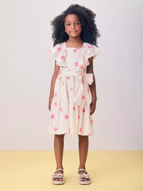 VESTIDO TRICOLINE FLORES NEON MOMI H6429