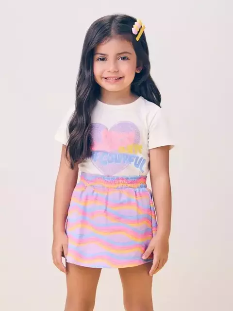 CONJUNTO BLUSA E SHORT ARCO-IRIS STRASS MOMI J6841