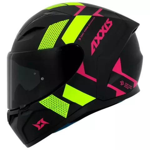 Capacete Axxis Segment Squame A3 Preto Rosa Amarelo