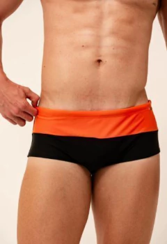 Sunga tradicional bicolor laranja e preto opaco premium - comprar online