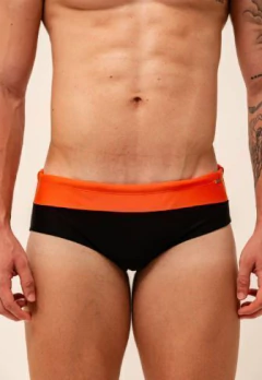 Sunga slim bicolor laranja e preto opaco premium - comprar online