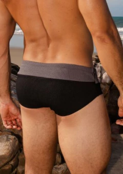 Sunga slim duas cores cinza e preto canelado na internet