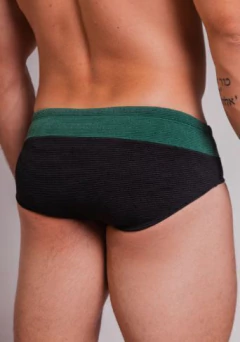 Sunga SLIM duas cores preto e verde canelado - SUNGAS FLORIPA