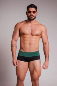 Sunga tradicional duas cores preto e verde canelado - loja online