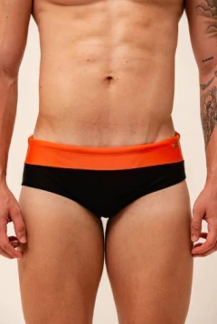 Sunga slim bicolor laranja e preto opaco premium - loja online