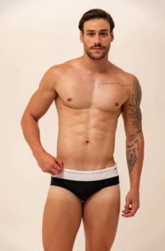 Sunga slim bicolor branco e preto opaco premium - loja online