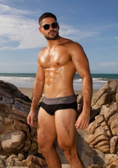 Sunga slim duas cores cinza e preto canelado - loja online