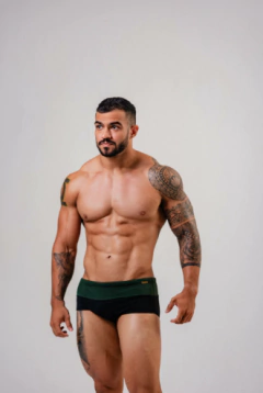 Sunga classica 14 cm duas cores verde e preto canelado