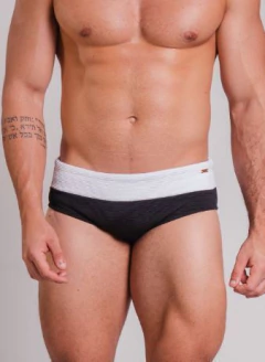 Sunga SLIM duas cores branco e preto canelado - comprar online