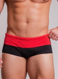 Sunga tradicional duas cores vermelho e preto canelado - comprar online
