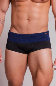 Sunga tradicional duas cores preto e azul canelado - comprar online