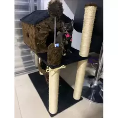 Arranhador de gato casa 2 andares com rede grande. - loja online