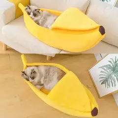 Caminha Banana Cama Para Gato Pet Cachorro Lavável Velcro