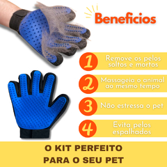 Kit Limpeza Pet Escova para Cachorro Gato Dispenser Shampoo + Luva Tira Pelo Massageadora + Shampoo - Peludos pet online