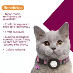 Coleira Compatível Com Rastreador Para Air Tag Gps Gato Cão Localização Refletiva